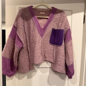 POL - Purple V-Neck Women's Sweater - NWOT
